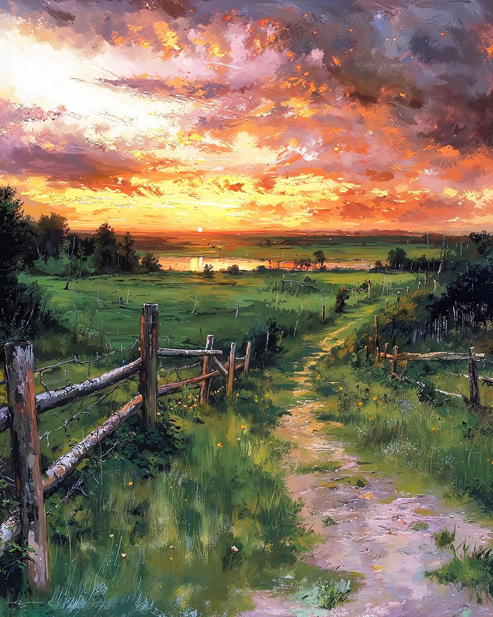 Paisagem com um prado, Decoração de parede para venda de F. Abderrahim