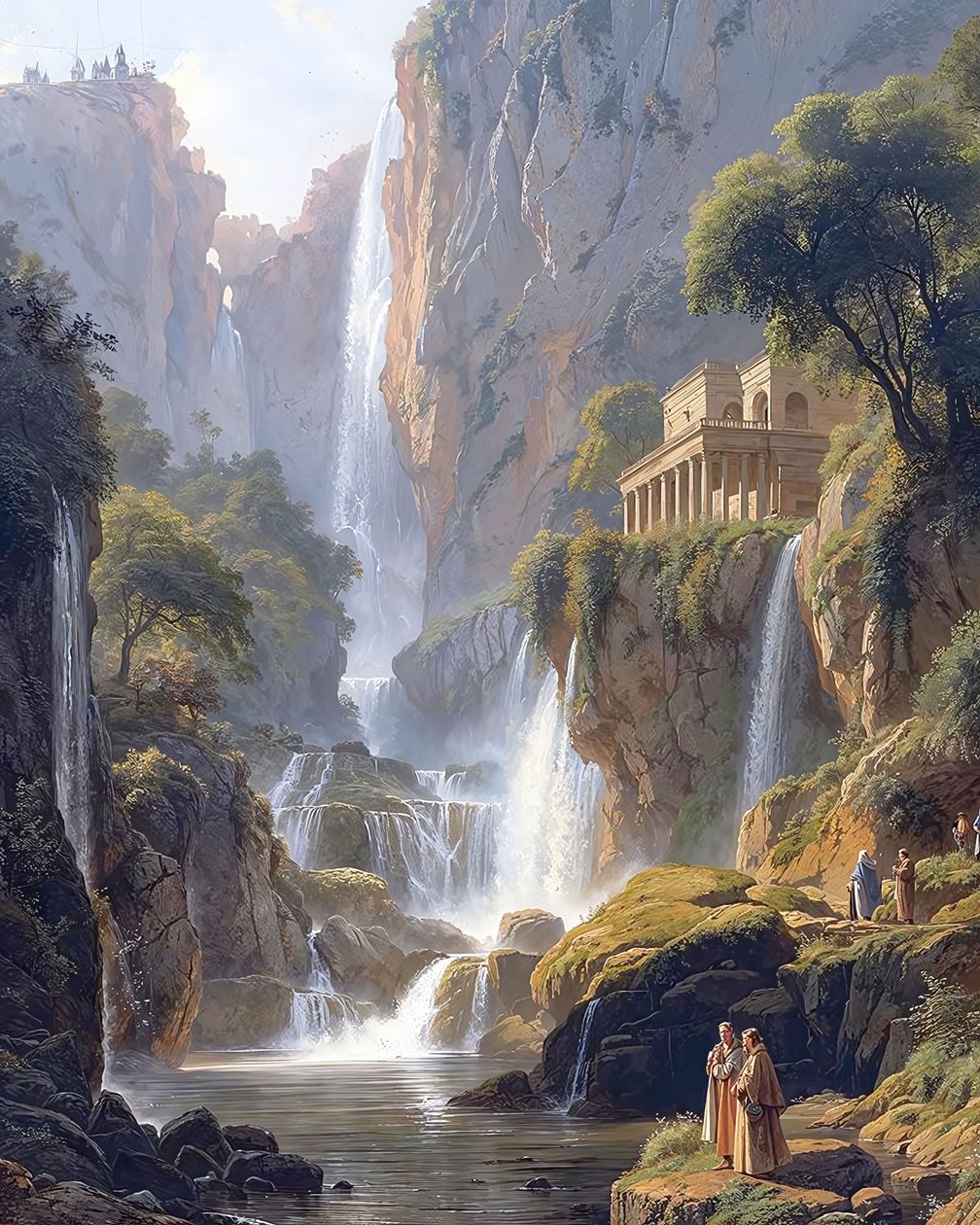 Paisagem com sequoias altas, decoração de parede para escritório de F. Abderrahim