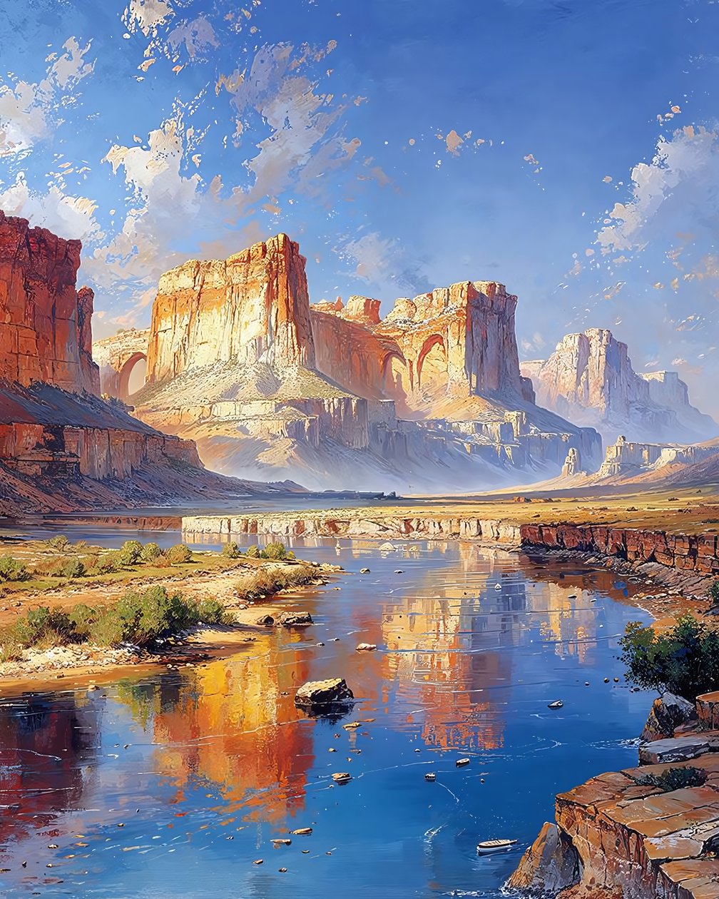 Paisagem com um vale tranquilo e enevoado, decoração de parede para o quarto de F. Abderrahim