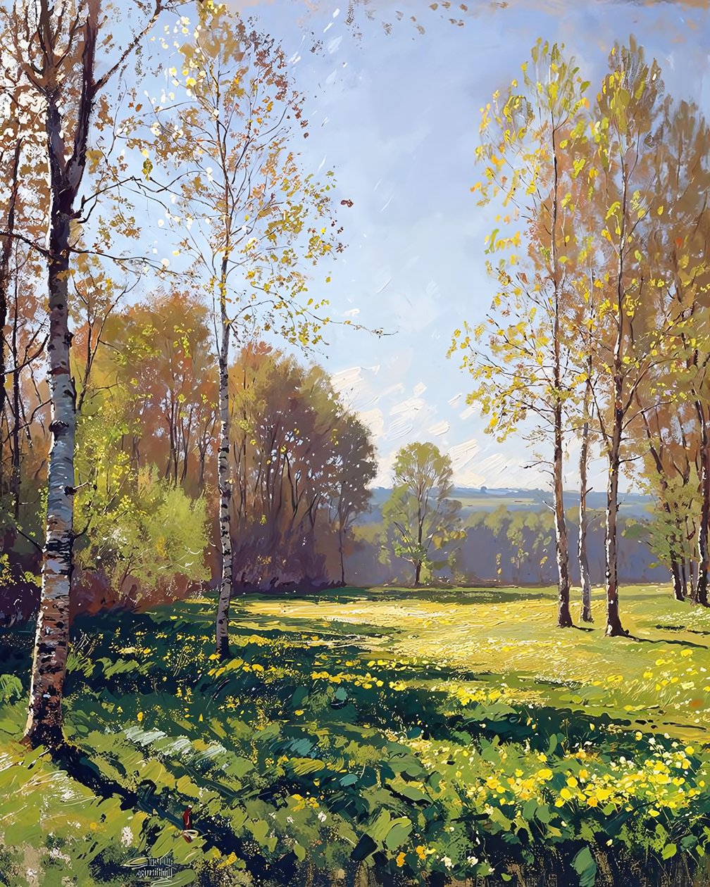 Paisagem num dia solarengo de primavera, Decoração de parede barata para venda de F. Abderrahim