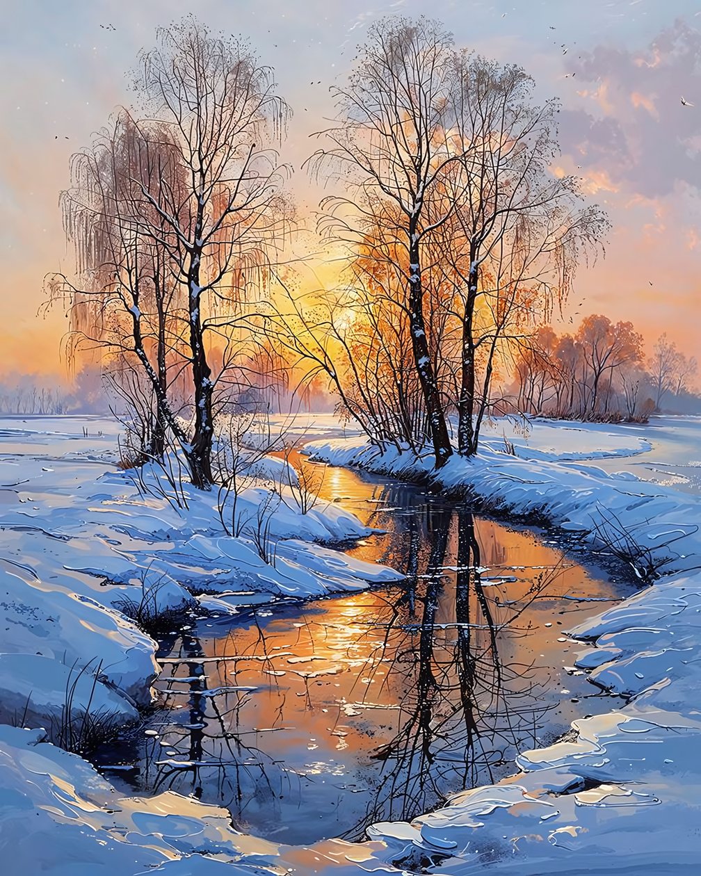 Um lago no inverno ao pôr do sol, Decoração de parede para venda de F. Abderrahim