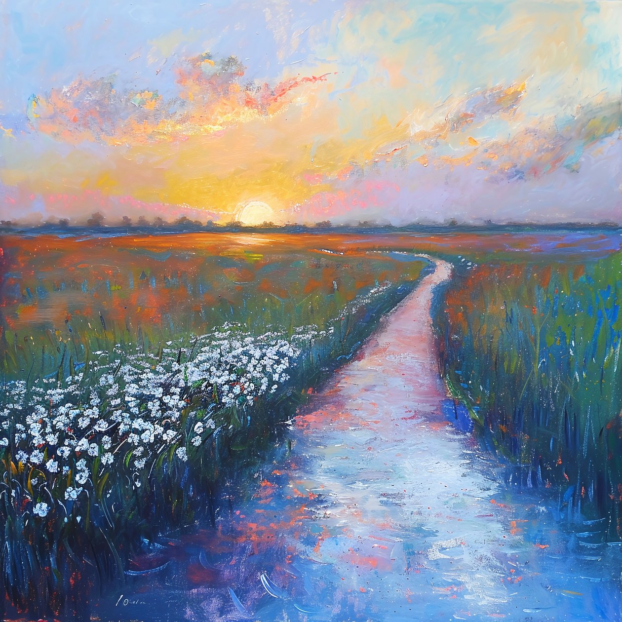 pintura a óleo abstrata pastéis paisagem Decoração de parede para qualquer divisão de F. Abderrahim