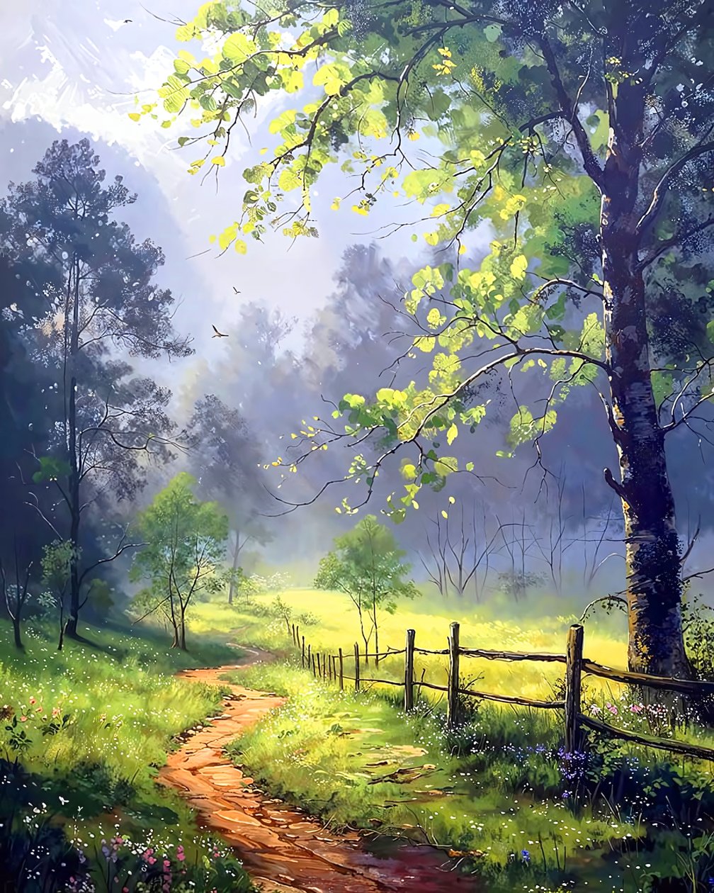 Bela paisagem ao pôr do sol, tela para decoração de parede Paisagem moderna de F. Abderrahim
