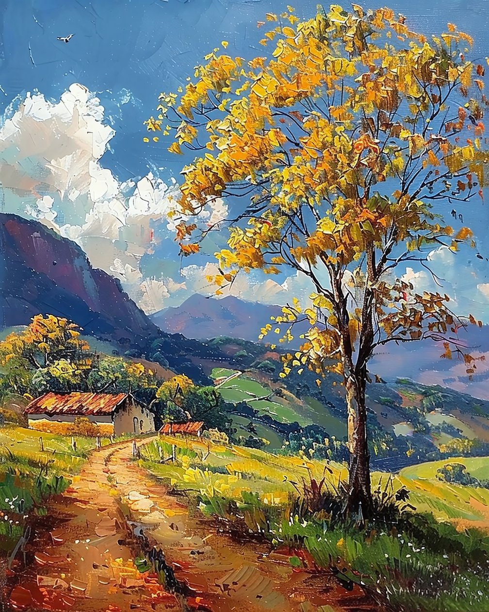 Paisagem colorida de outono nas montanhas, decoração de parede que vai adorar de F. Abderrahim