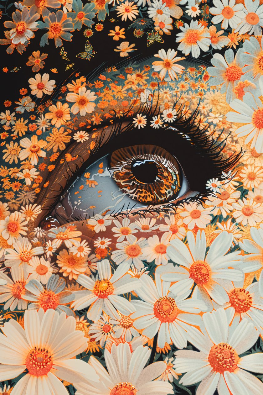 Olhos verdes fechados, folha de ouro Poder da flor do Olimpo robótico de F. Abderrahim