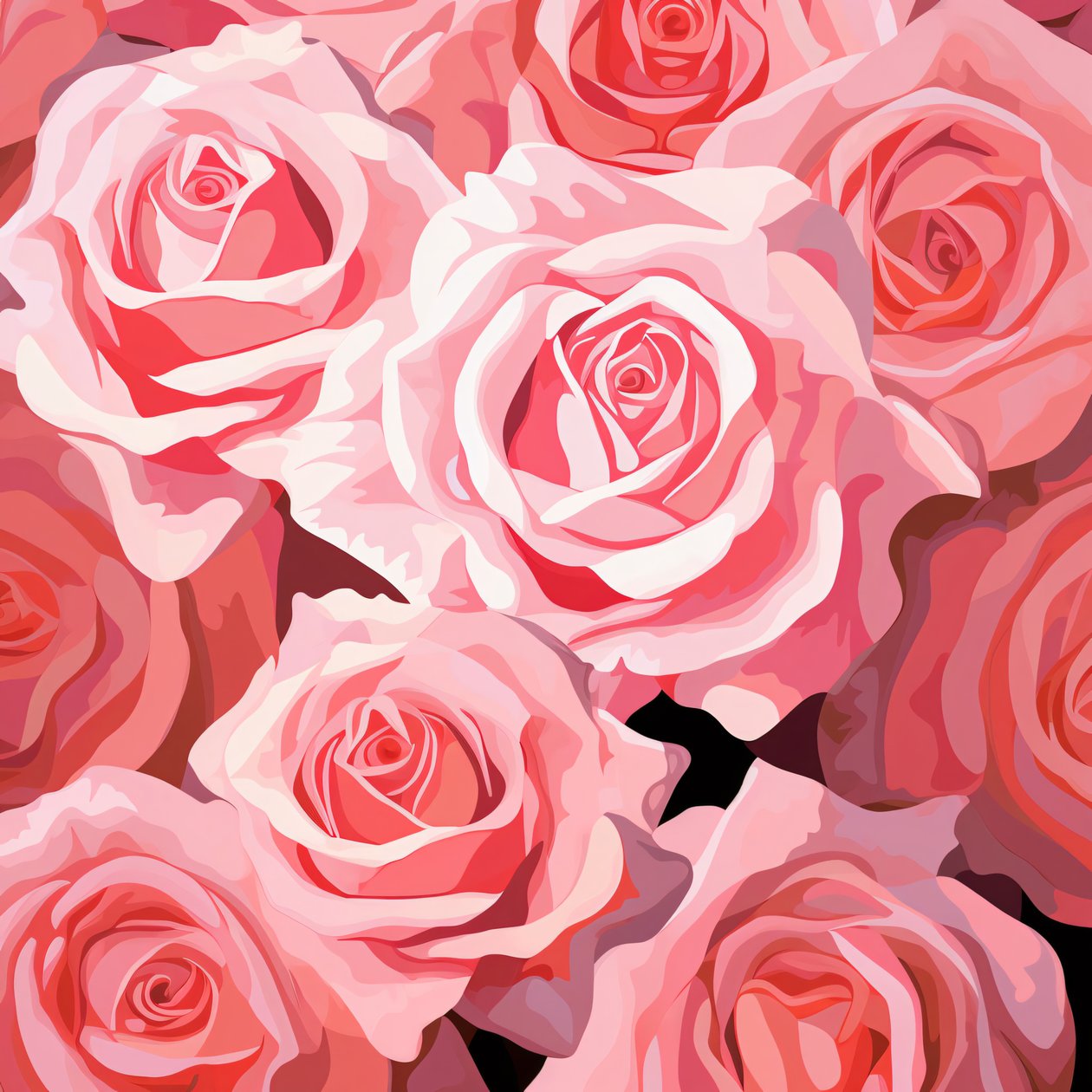 ilustração de um ramo de rosas em alta resolução, tela e decoração de parede de F. Abderrahim
