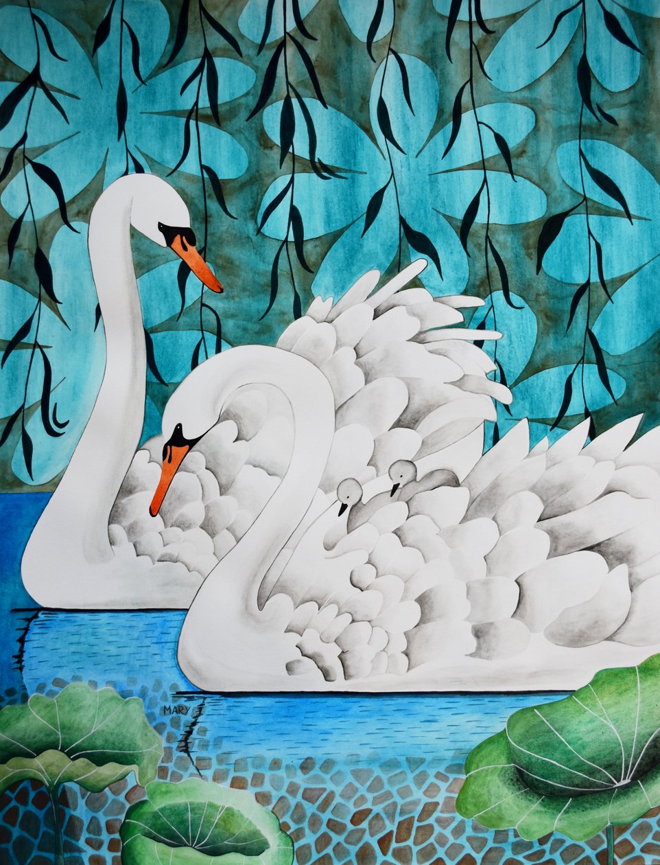 Família Swan de Marys Watercolors