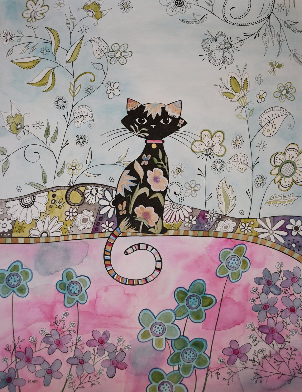Gatinho preto de Marys Watercolors