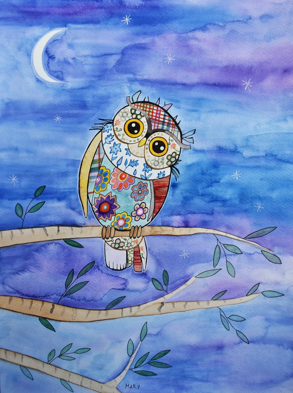 Coruja pequena de Marys Watercolors
