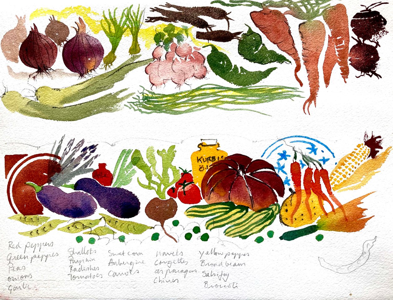 Um pano de cozinha, aquarela 40x60 2007 de Simon Fletcher