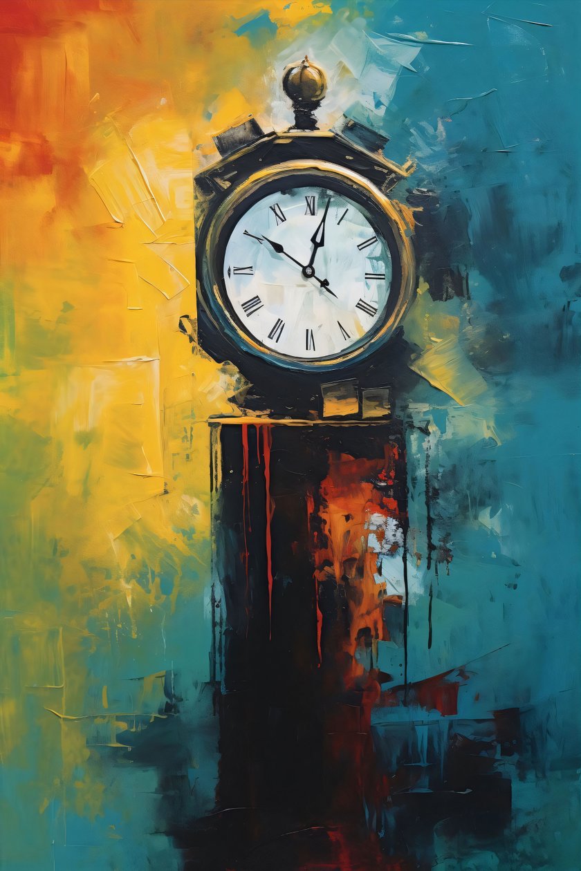 Pintura a óleo abstrata de torre de relógio, impressões de arte em tela, ideias de decoração de parede moderna de F. Abderrahim
