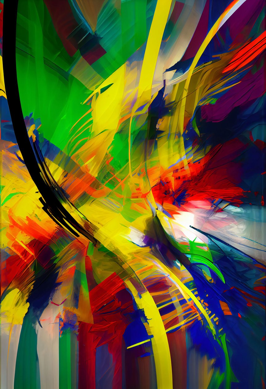 Pintura digital abstrata A Blend of Vibrant Colors (Uma mistura de cores vibrantes), impressão online em tela a pedido de F. Abderrahim