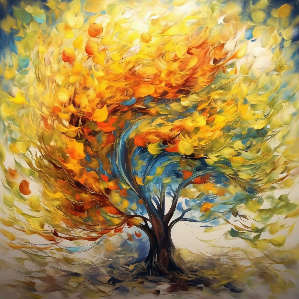 Árvore colorida arte, tela e moldura de parede impressão a pedido de F. Abderrahim