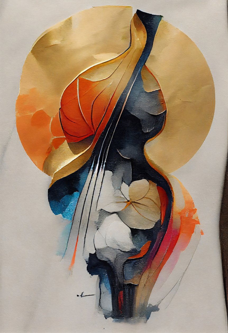 Tela de arte abstrata de violino para parede, impressões de decoração de parede com moldura de F. Abderrahim