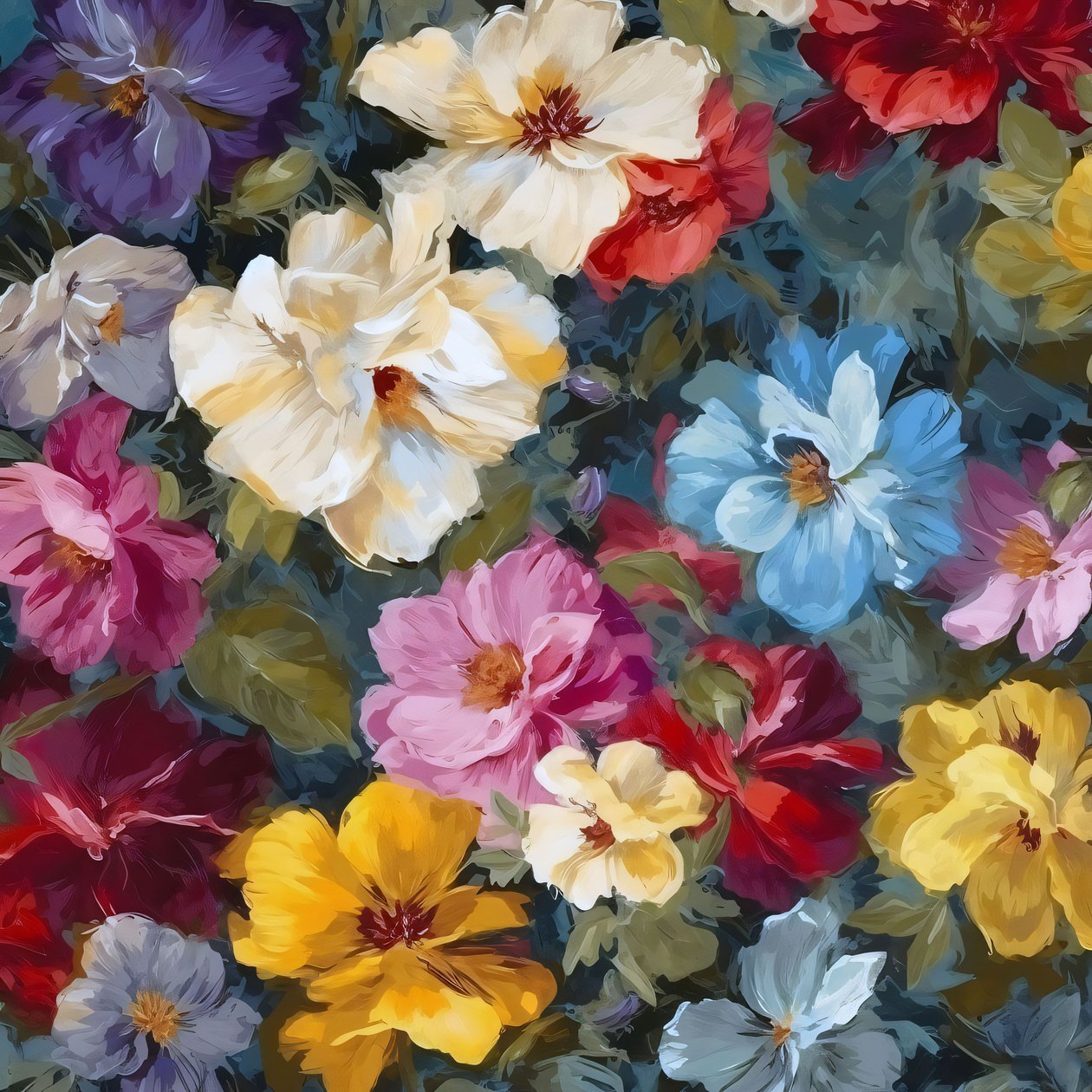 flores impressionistas pintadas à mão, decoração de parede para venda de F. Abderrahim