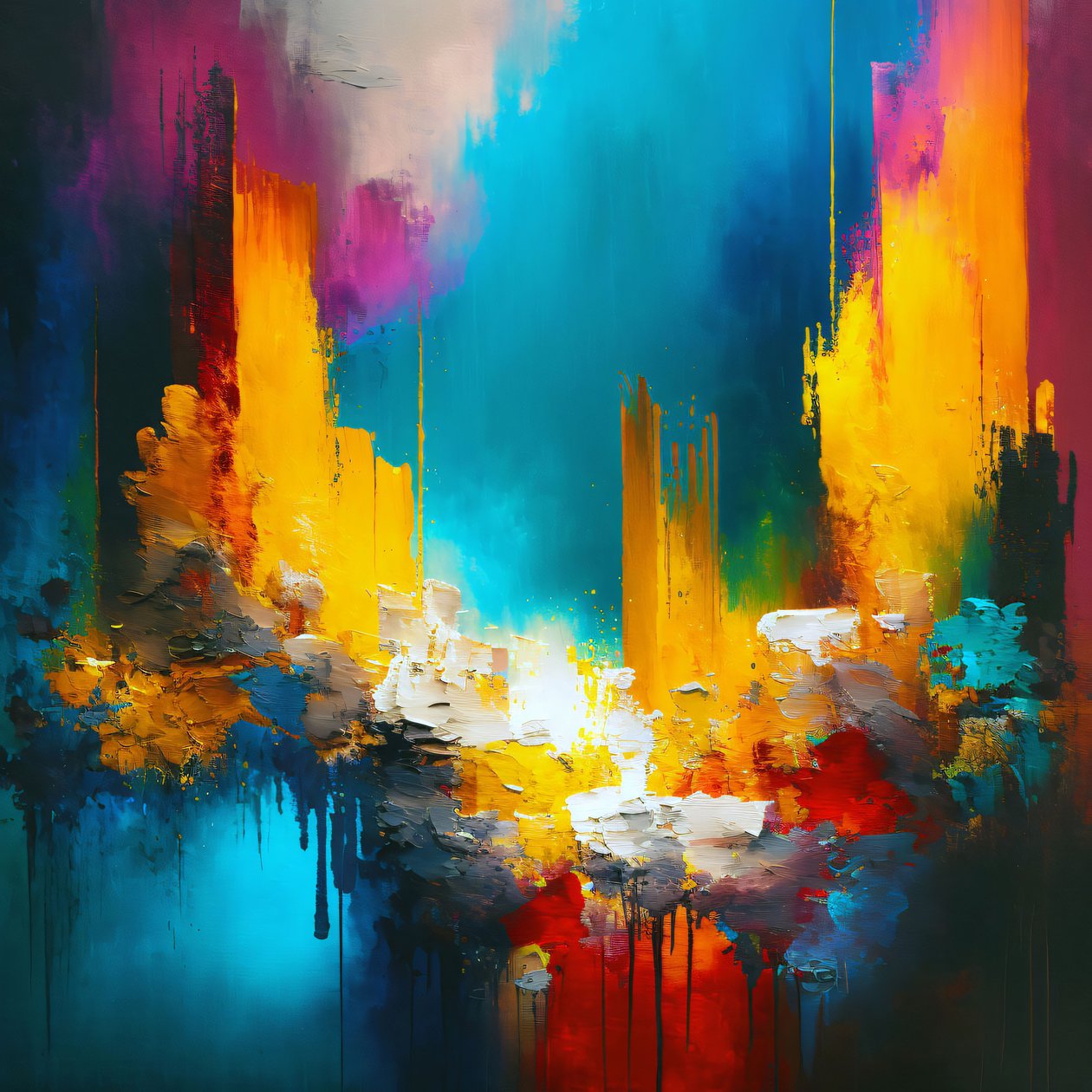 Pintura abstrata colorida sobre tela, impressão de arte de parede emoldurada a pedido de F. Abderrahim