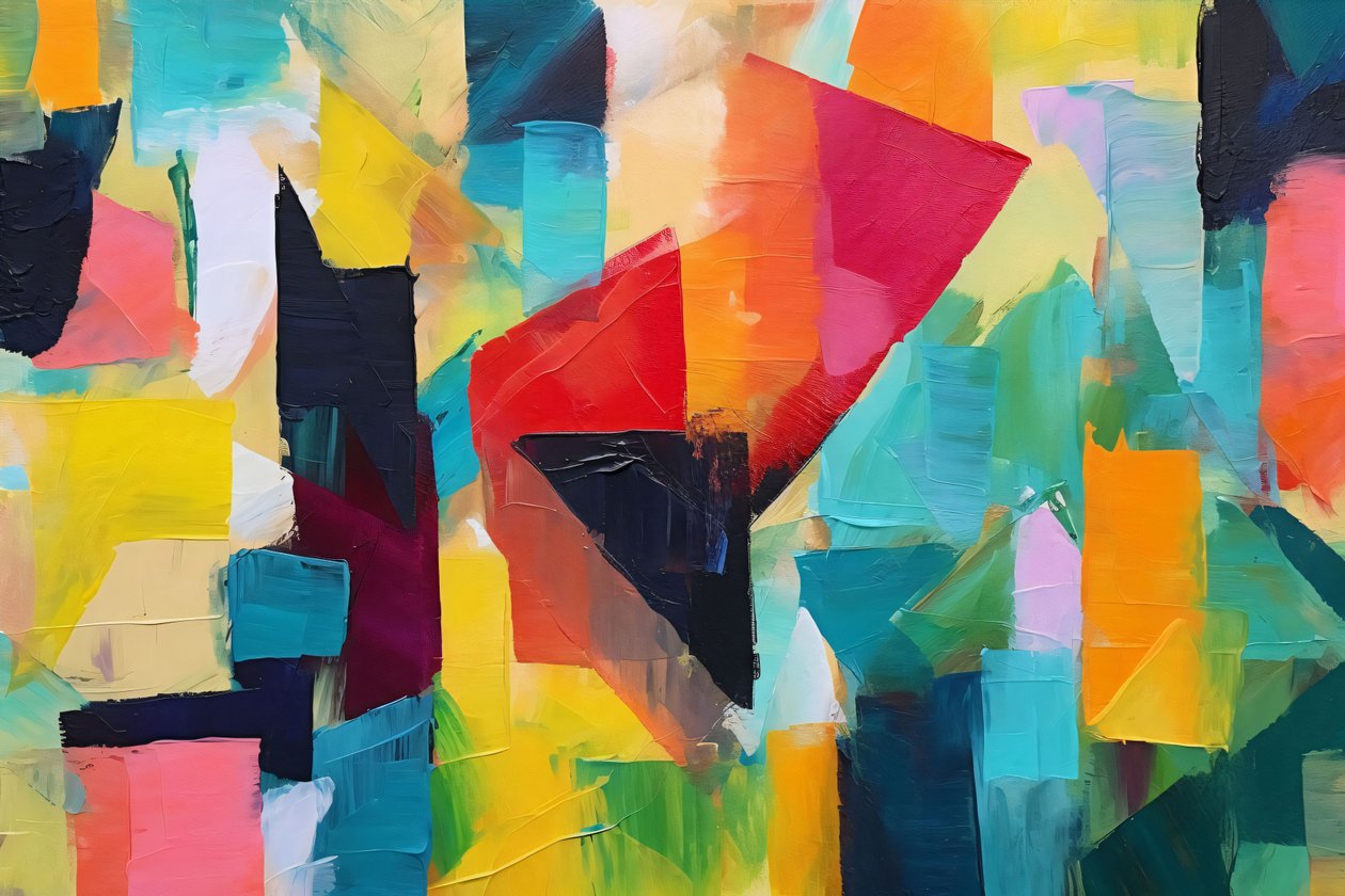 Acrílico Geométrico Abstrato Fusão Cores Brilhantes, decoração de parede para sala de estar de F. Abderrahim