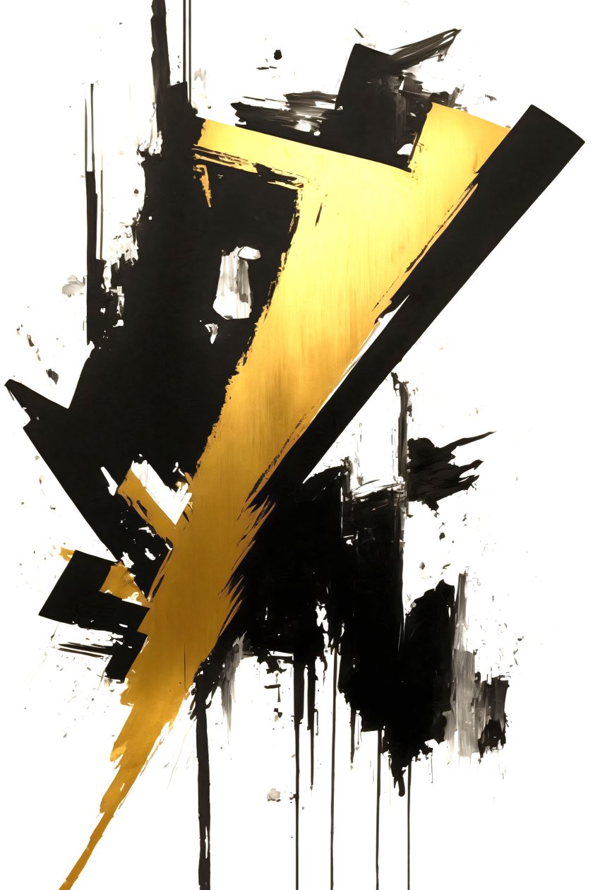 Pintura em preto dourado, Arte Contemporânea, Tela grande, Impressão a pedido de F. Abderrahim