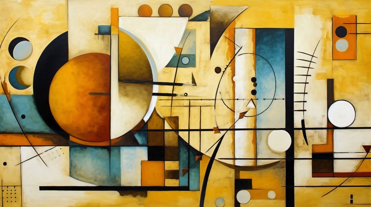 pintura abstrata formas, Matemática e Geometria, decoração de parede para escritório de F. Abderrahim