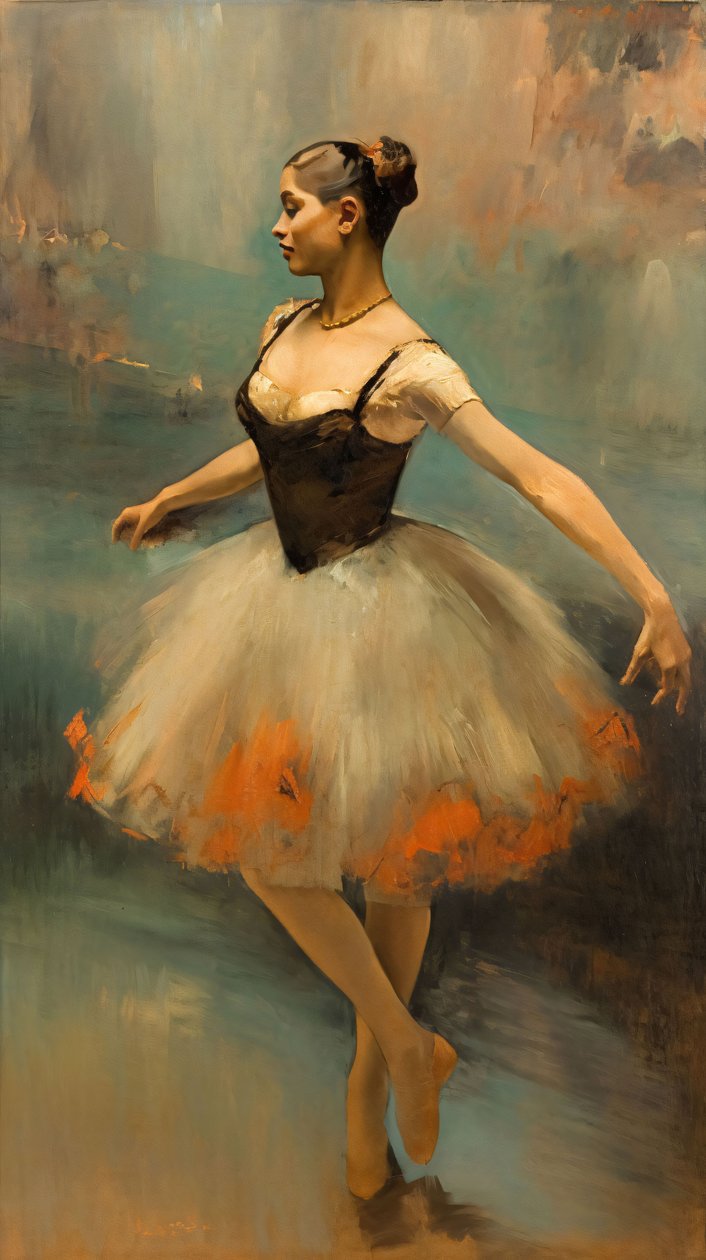 Pintura a óleo Dançarina de Ballet, estilo Edgar Degas, decoração de parede para o quarto de F. Abderrahim