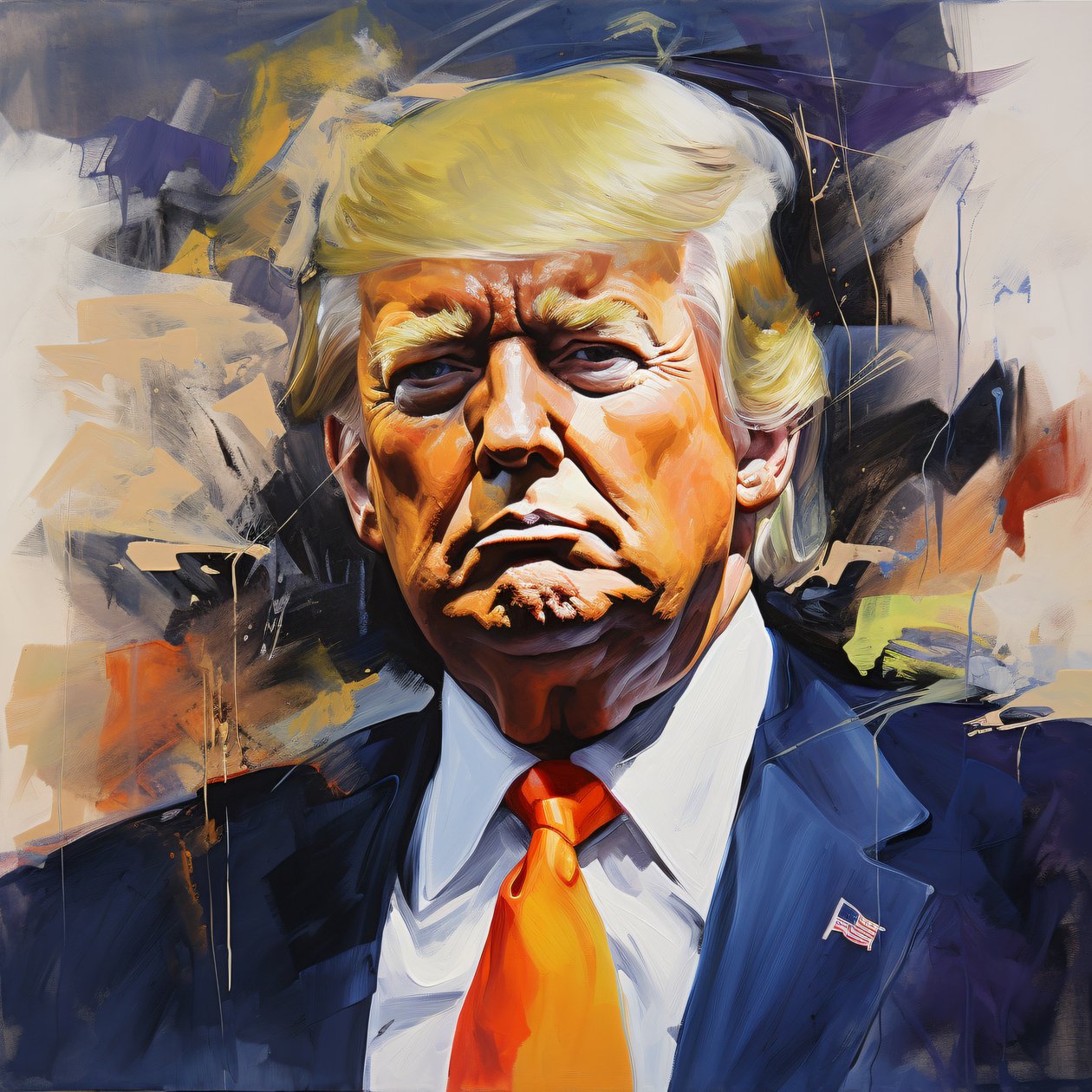 Pintura acrílica de Donald Trump, Arte de parede contemporânea, decoração de parede para escritório de F. Abderrahim