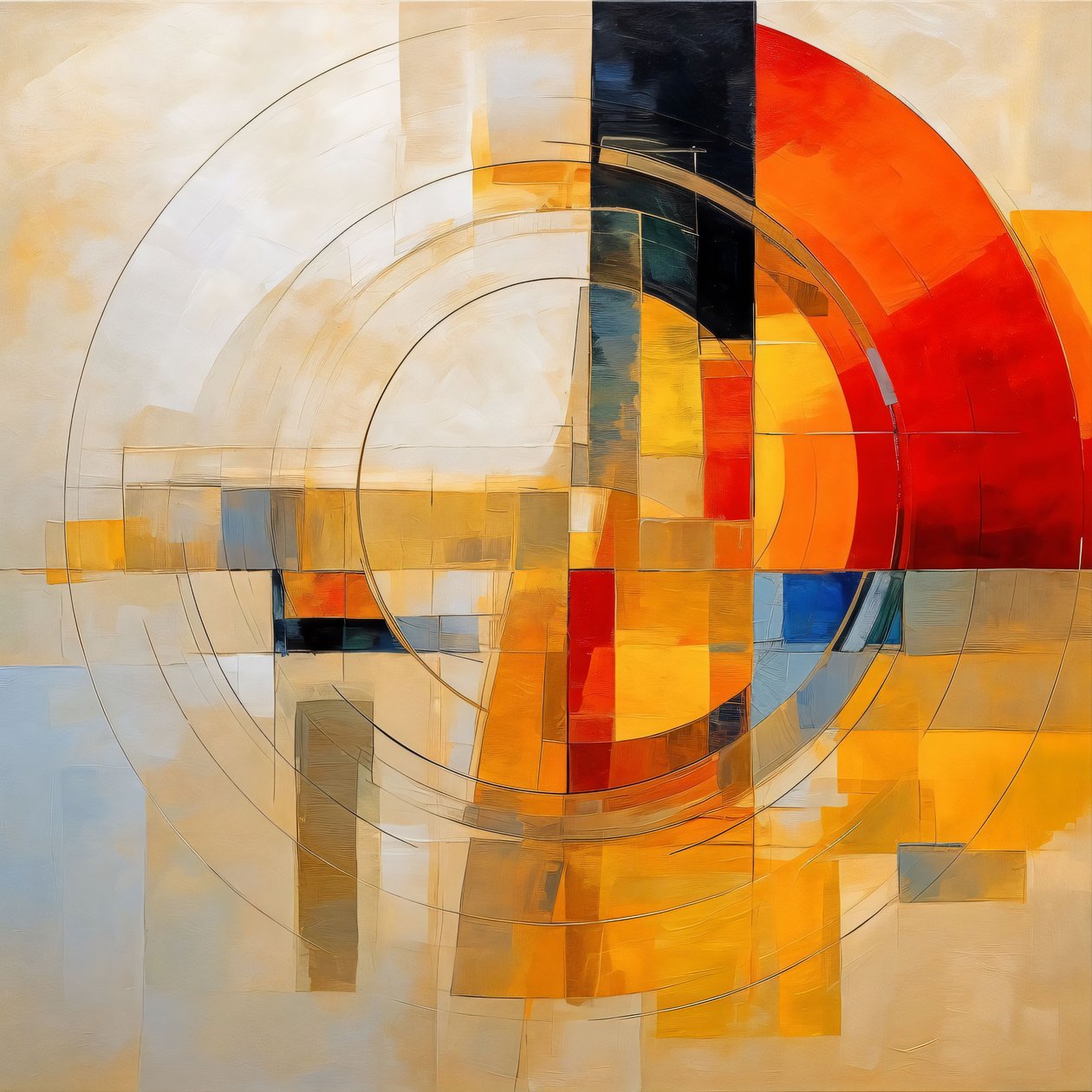 Vermelho Amarelo Azul Círculo Tela abstrata, Decoração moderna de parede para casa de F. Abderrahim