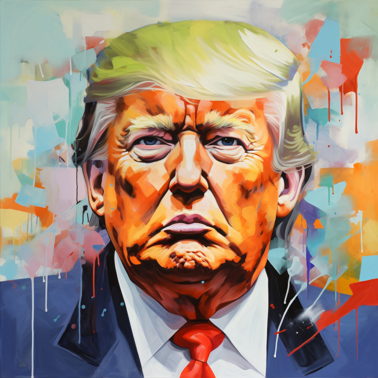 Impressão de pintura a óleo em tela de Donald Trump, impressões de arte de parede em madeira com moldura de F. Abderrahim