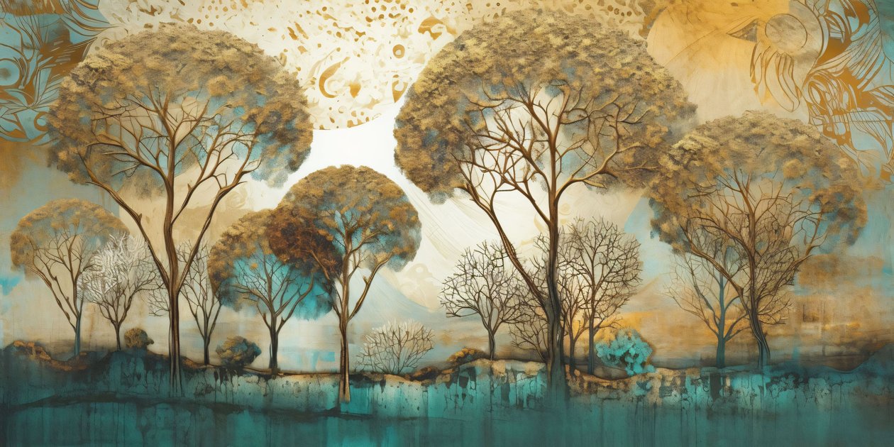 Abstrato surrealista em tons suaves, Paisagem de árvore, impressões de arte mural a pedido de F. Abderrahim