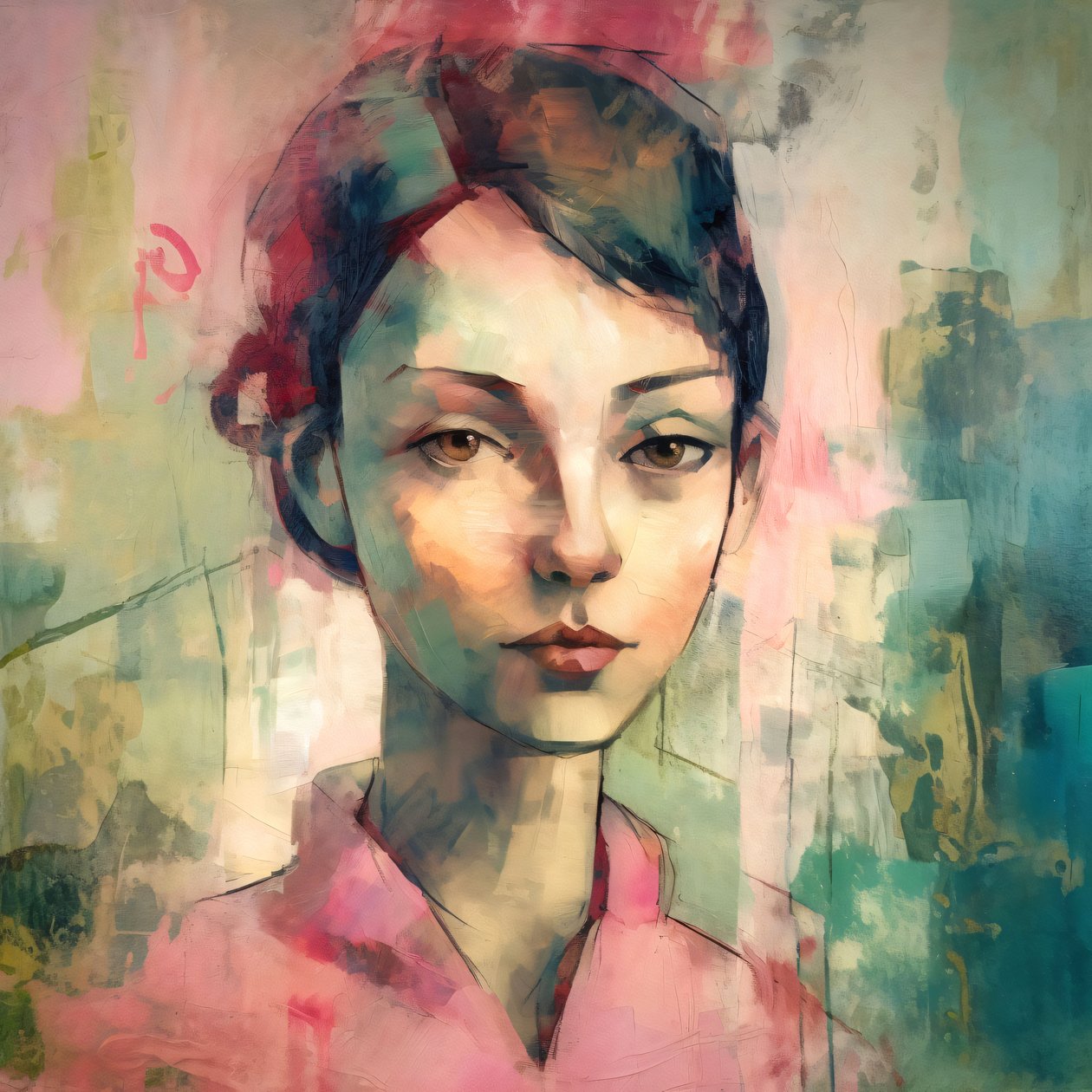 Retrato de mulher jovem punk cor-de-rosa maurice, Decorações de parede para qualquer divisão de F. Abderrahim