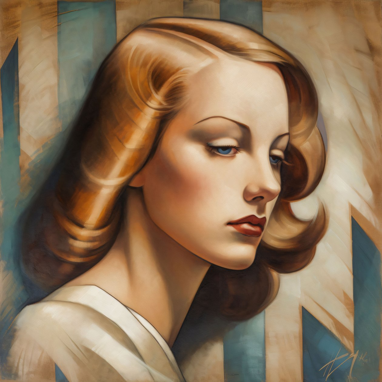 retrato de uma jovem mulher punk cor-de-rosa, impressão em tela online a pedido de F. Abderrahim