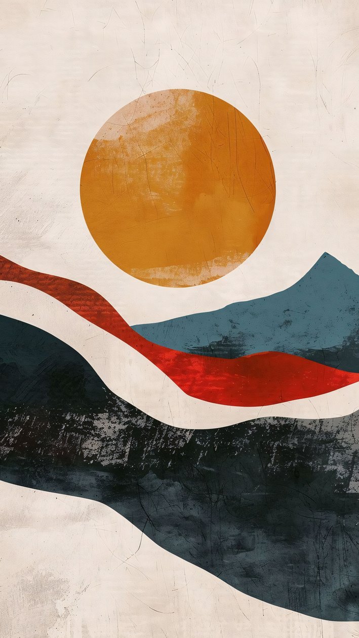 Rustic Sunset Abstract - Paisagem Artística, impressões de decoração de parede de F. Abderrahim