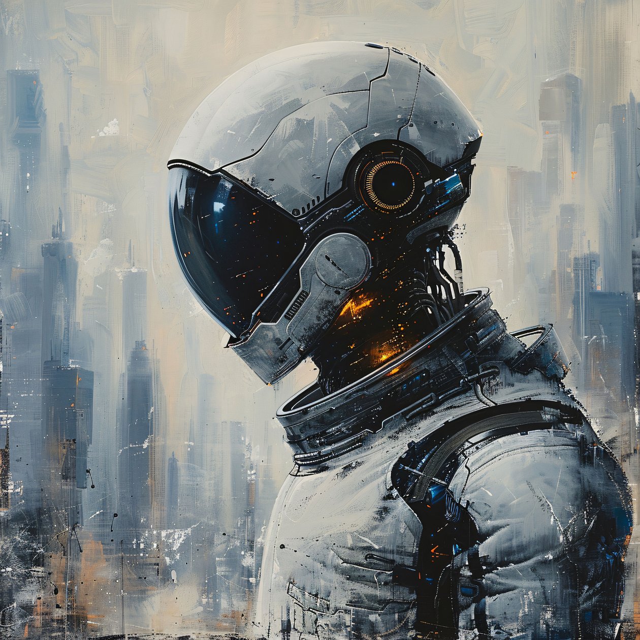 Um homem num fato espacial branco com um capacete na cabeça, Decoração de parede para venda de F. Abderrahim