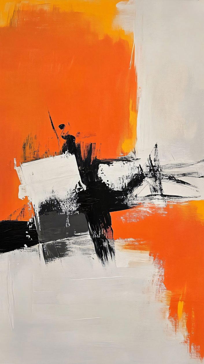 Pintura laranja, Decoração moderna abstrata para casa, decoração de parede para quarto de F. Abderrahim