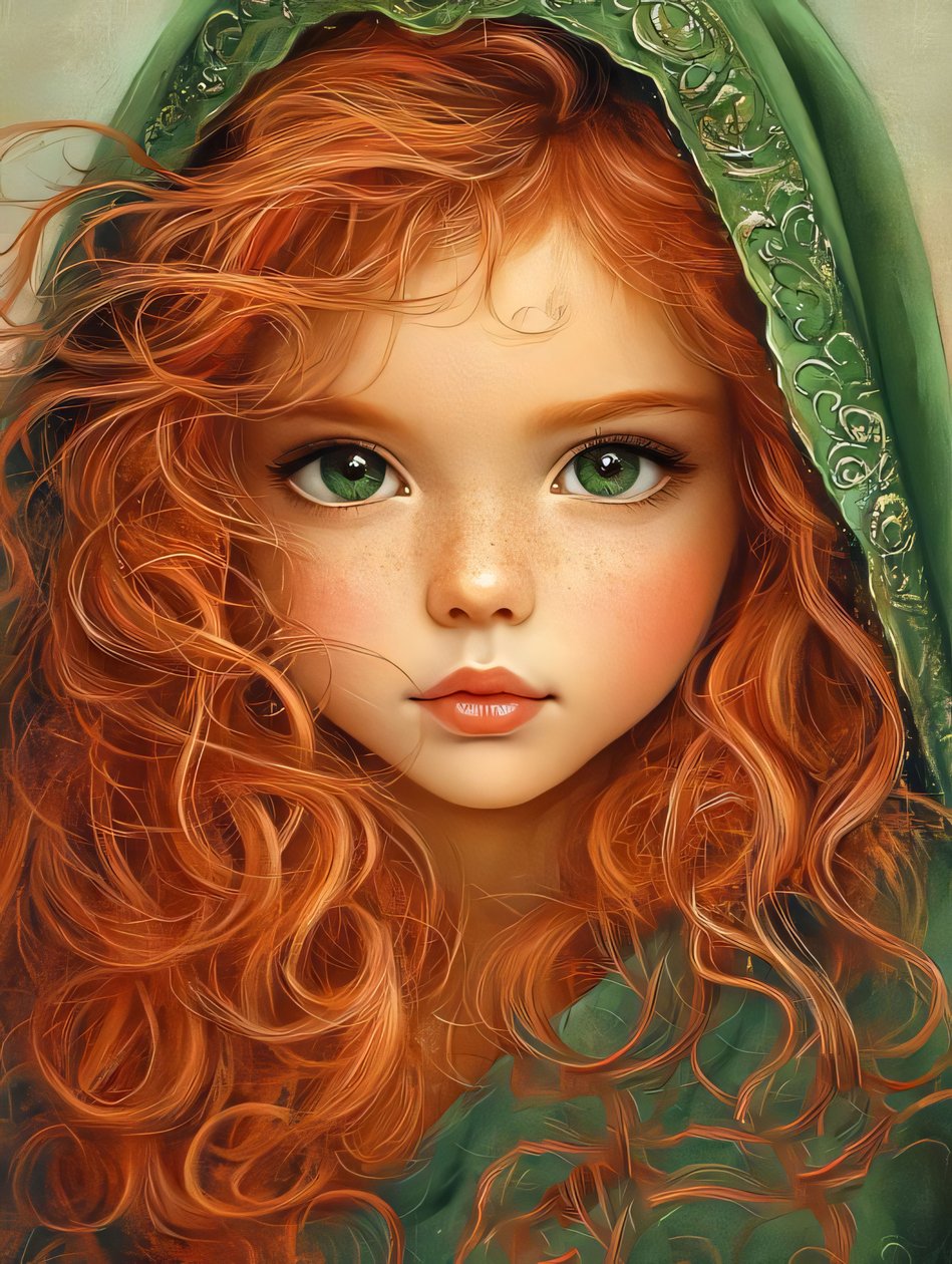Menina bonita com cabelo vermelho, impressões de tela personalizadas online de F. Abderrahim