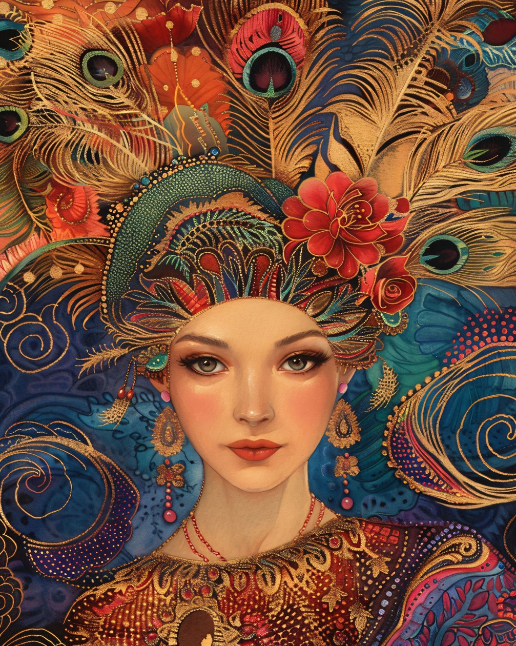 A Gorgeous Woman in the Style of Alex Grey, tela e moldura de parede impressão a pedido de F. Abderrahim