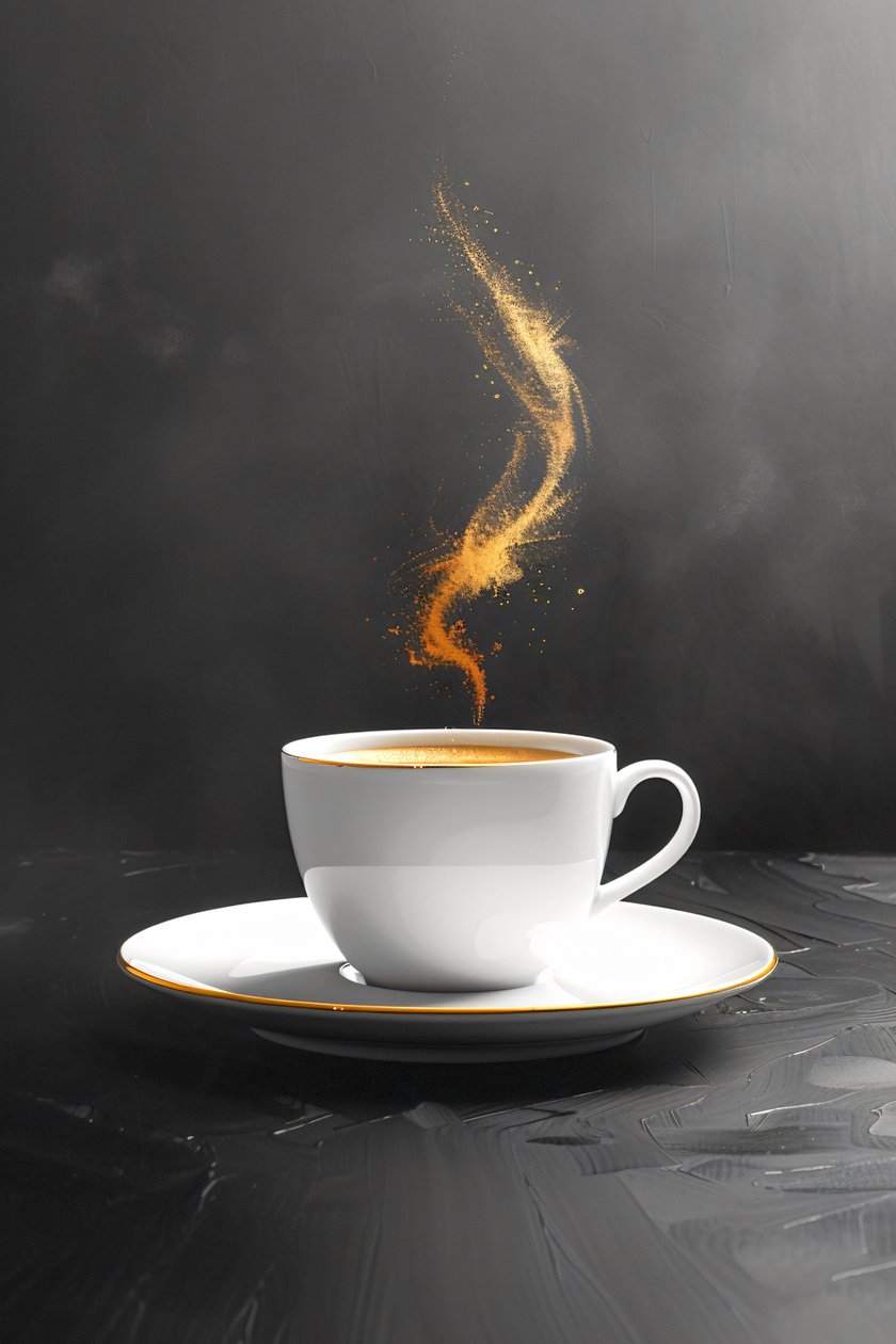 Uma pequena chávena de café em traços simples, decoração de parede | impressão a pedido de F. Abderrahim