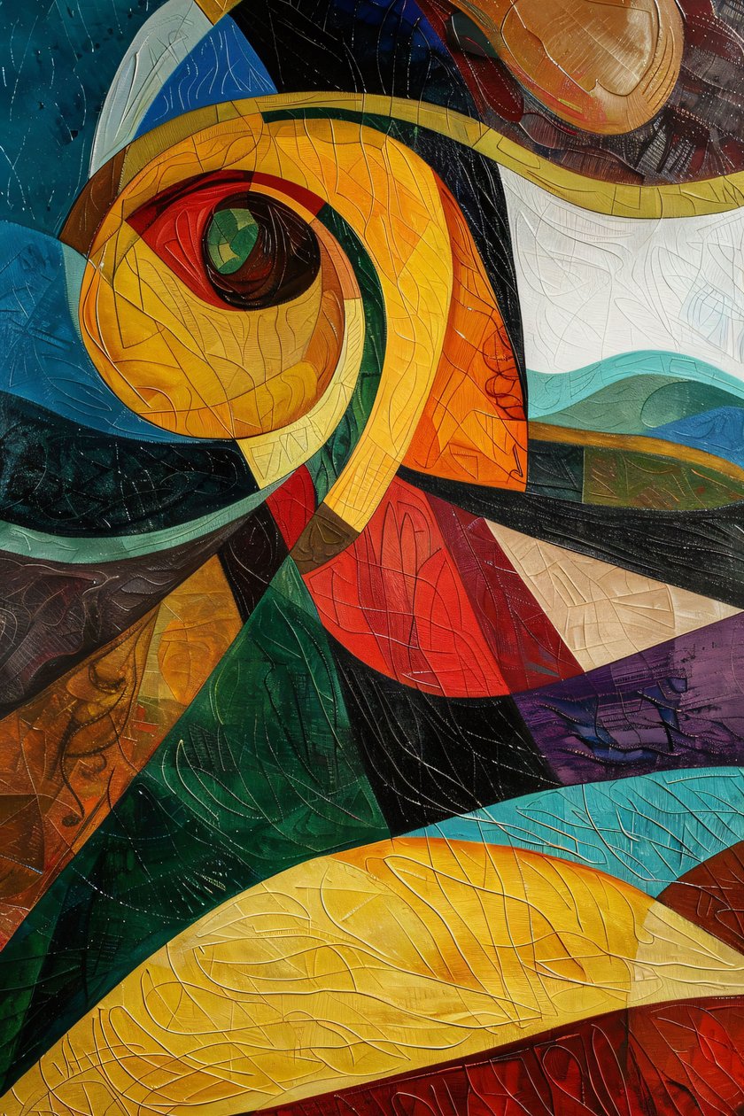 Padrão de vitral colorido abstrato, inspiração Picasso, decoração de parede para quarto de F. Abderrahim
