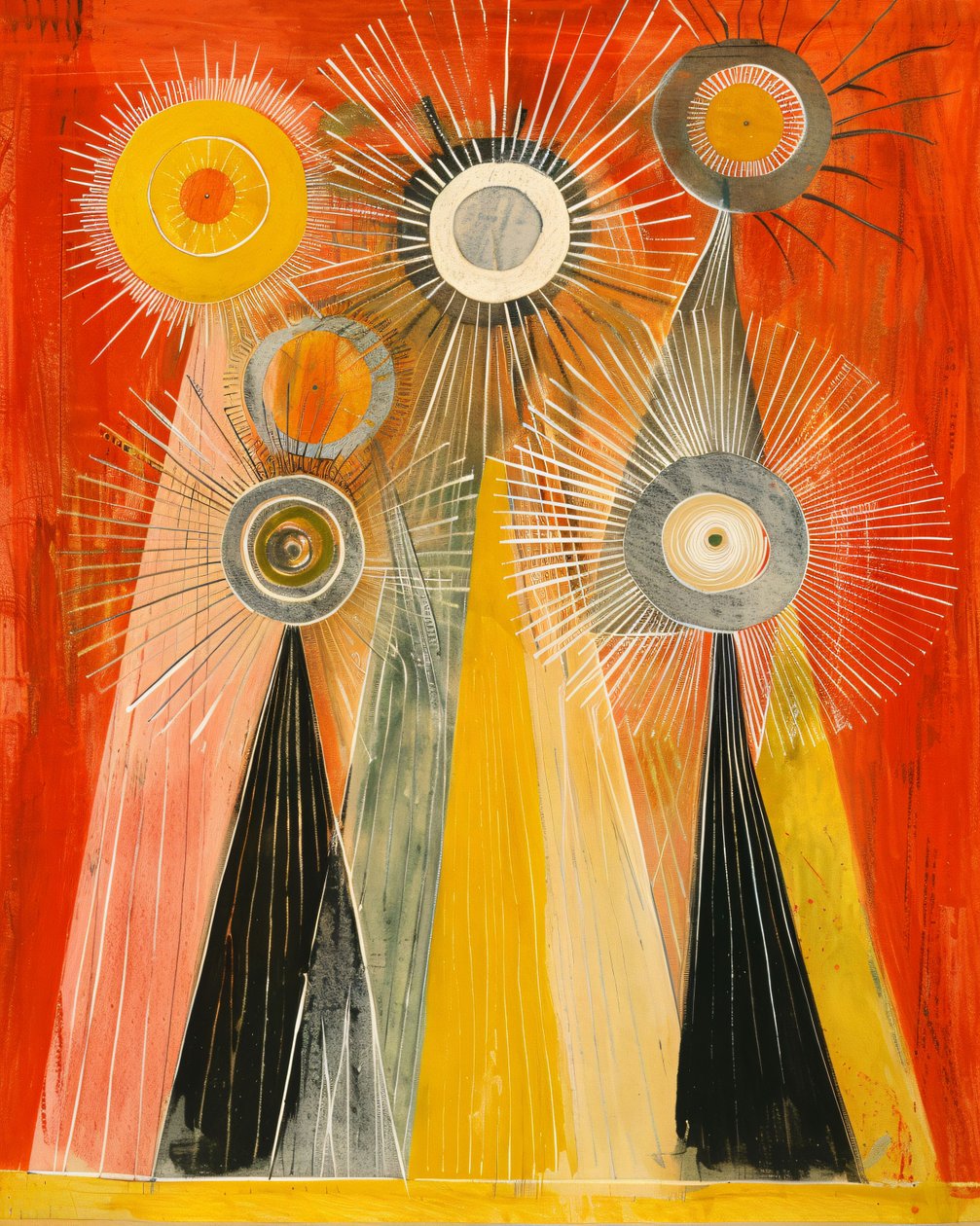 Pintura a óleo abstrata Hilma af Klint inspiração, estilo místico, decoração de parede clássica de F. Abderrahim