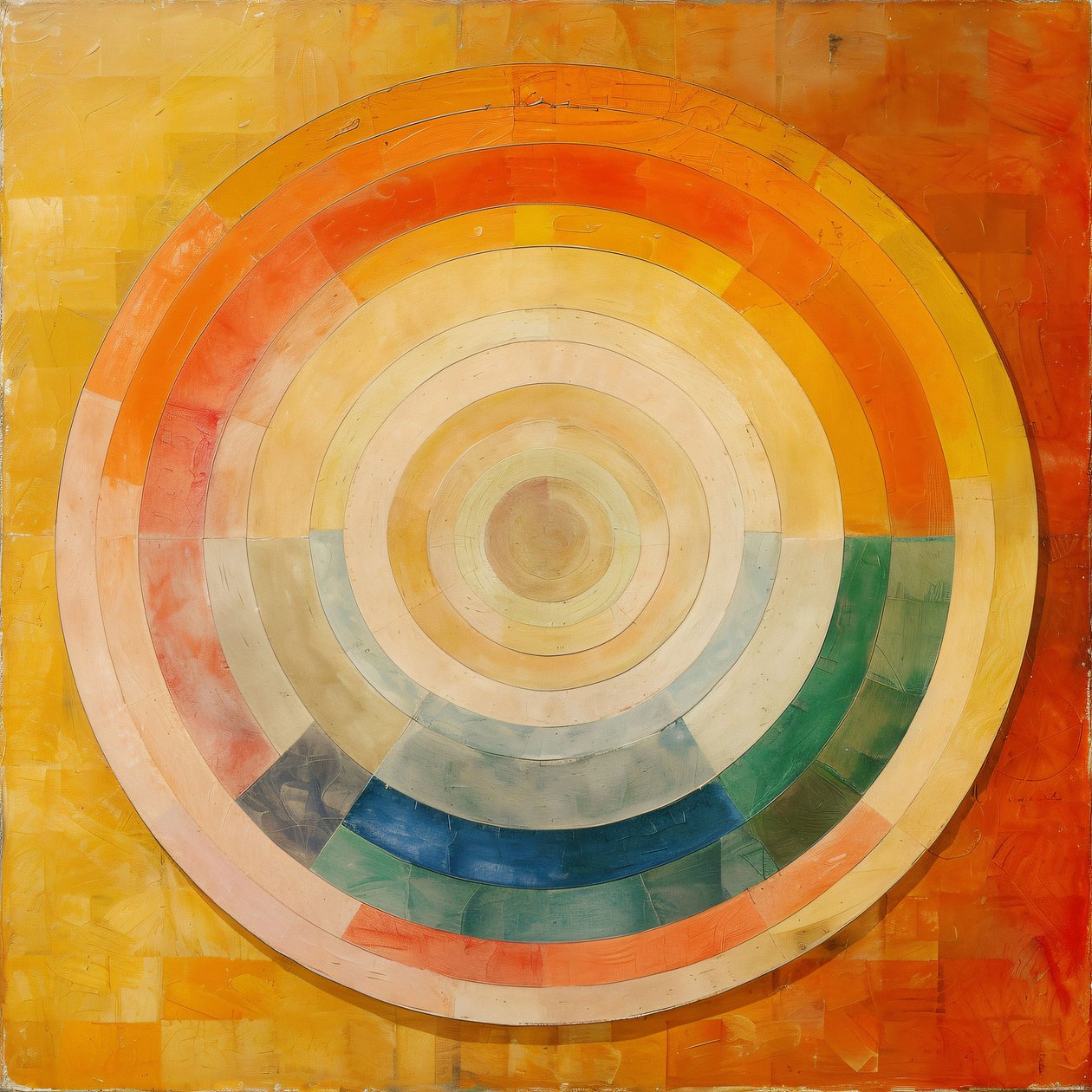 Pintura a óleo abstrata, arte mística, estilo Hilma af Klint, impressões de arte online de F. Abderrahim