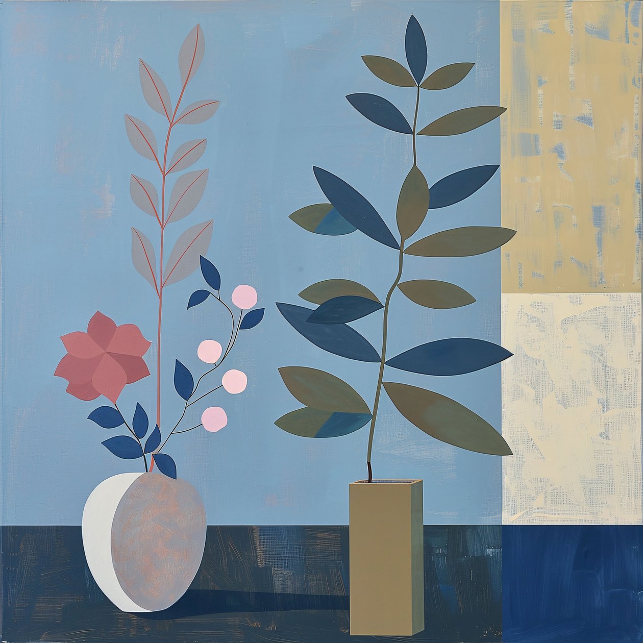 planta, cadeira e vaso de cerâmica, estilo boémio, decoração de parede moderna, impressão a pedido de F. Abderrahim