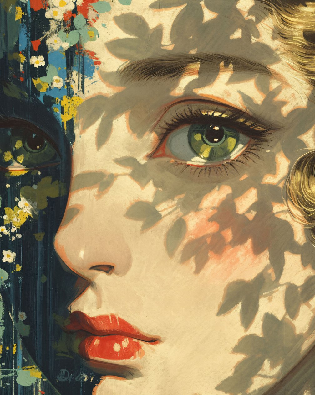 Sunlight Magus A Fornasetti Daydream, Grande plano do rosto de uma rapariga, impressões de arte online de F. Abderrahim