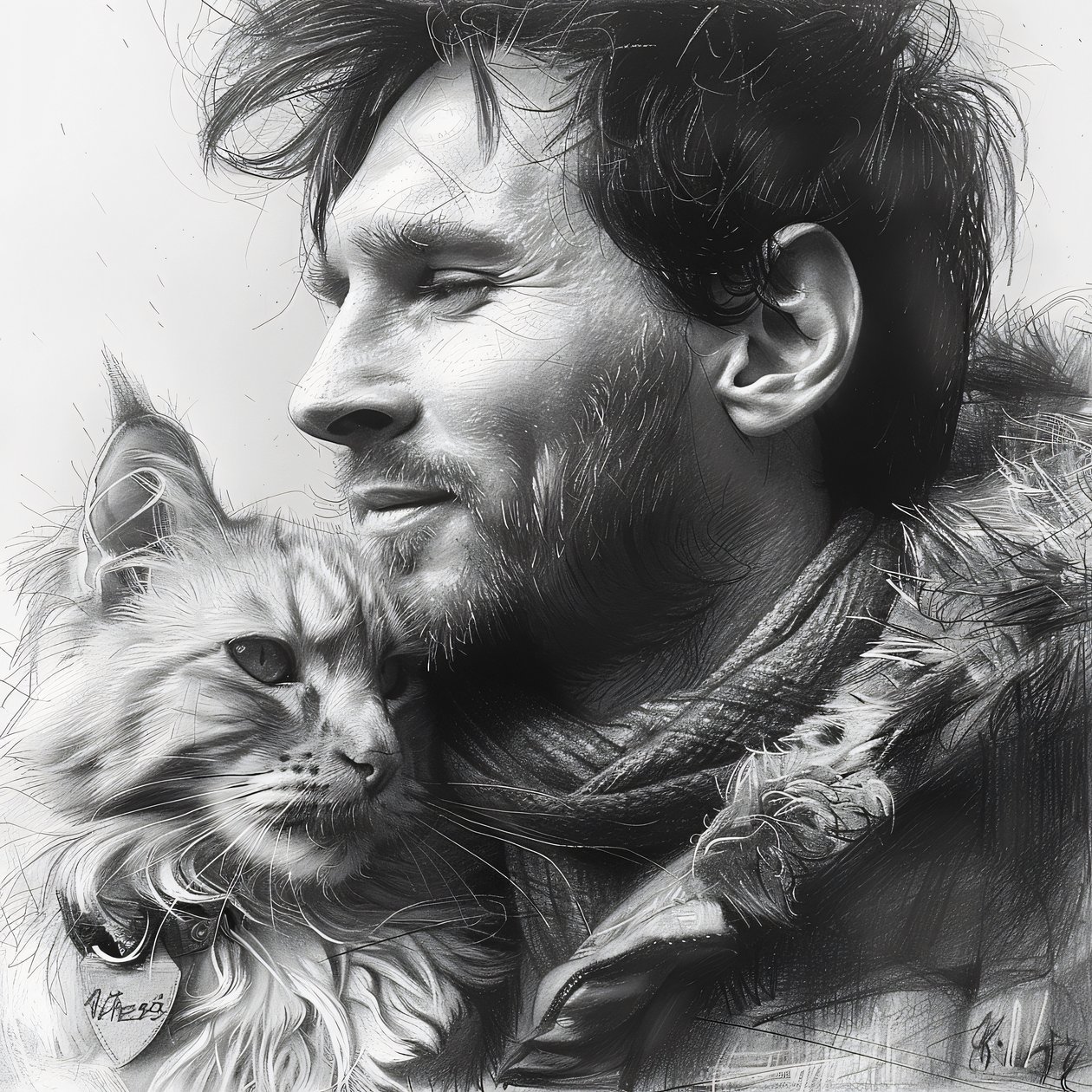 Gato com o futebolista Messi, decoração de parede moderna | impressão a pedido de F. Abderrahim