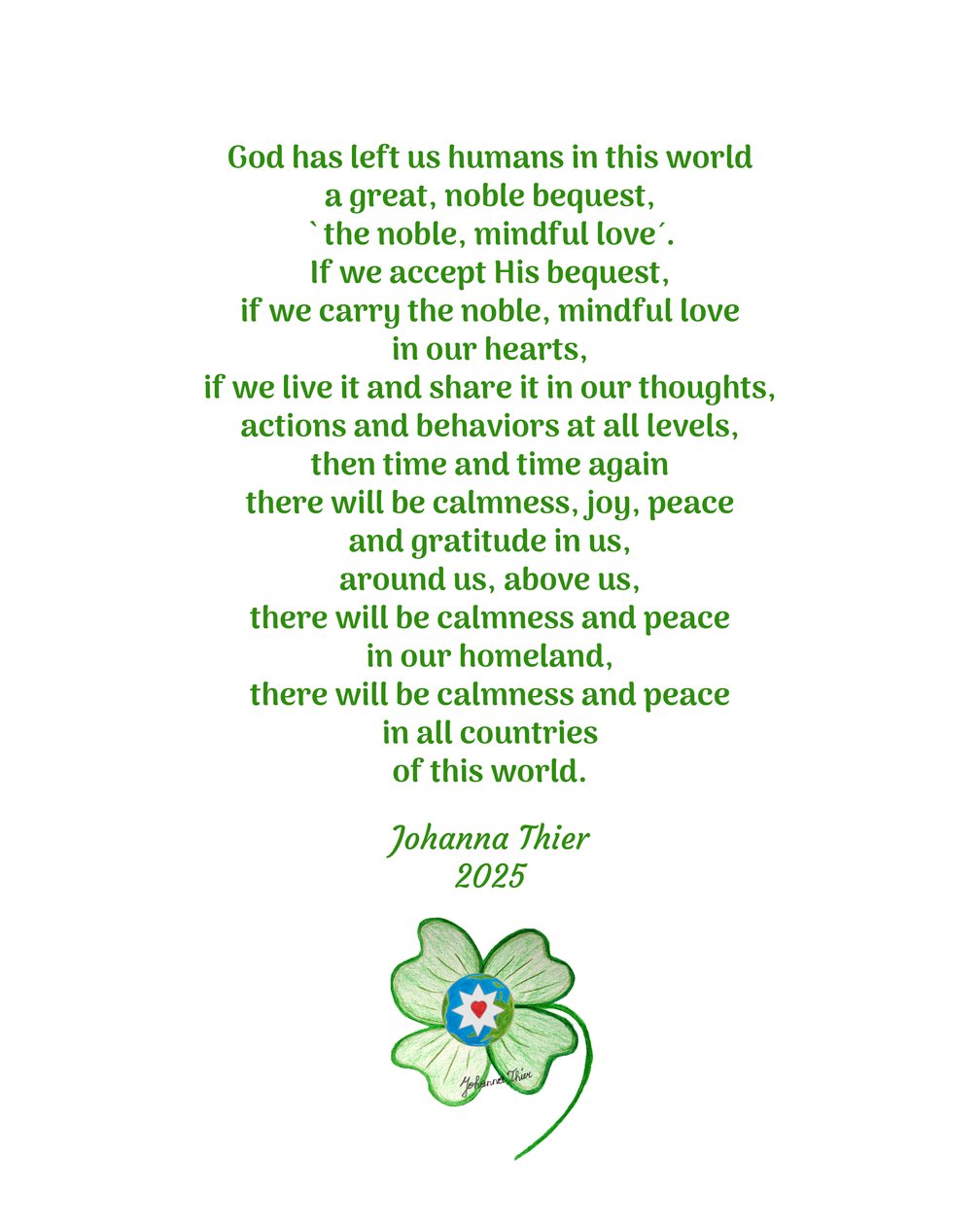 O nobre amor consciente une e traz paz a este mundo de Johanna Thier