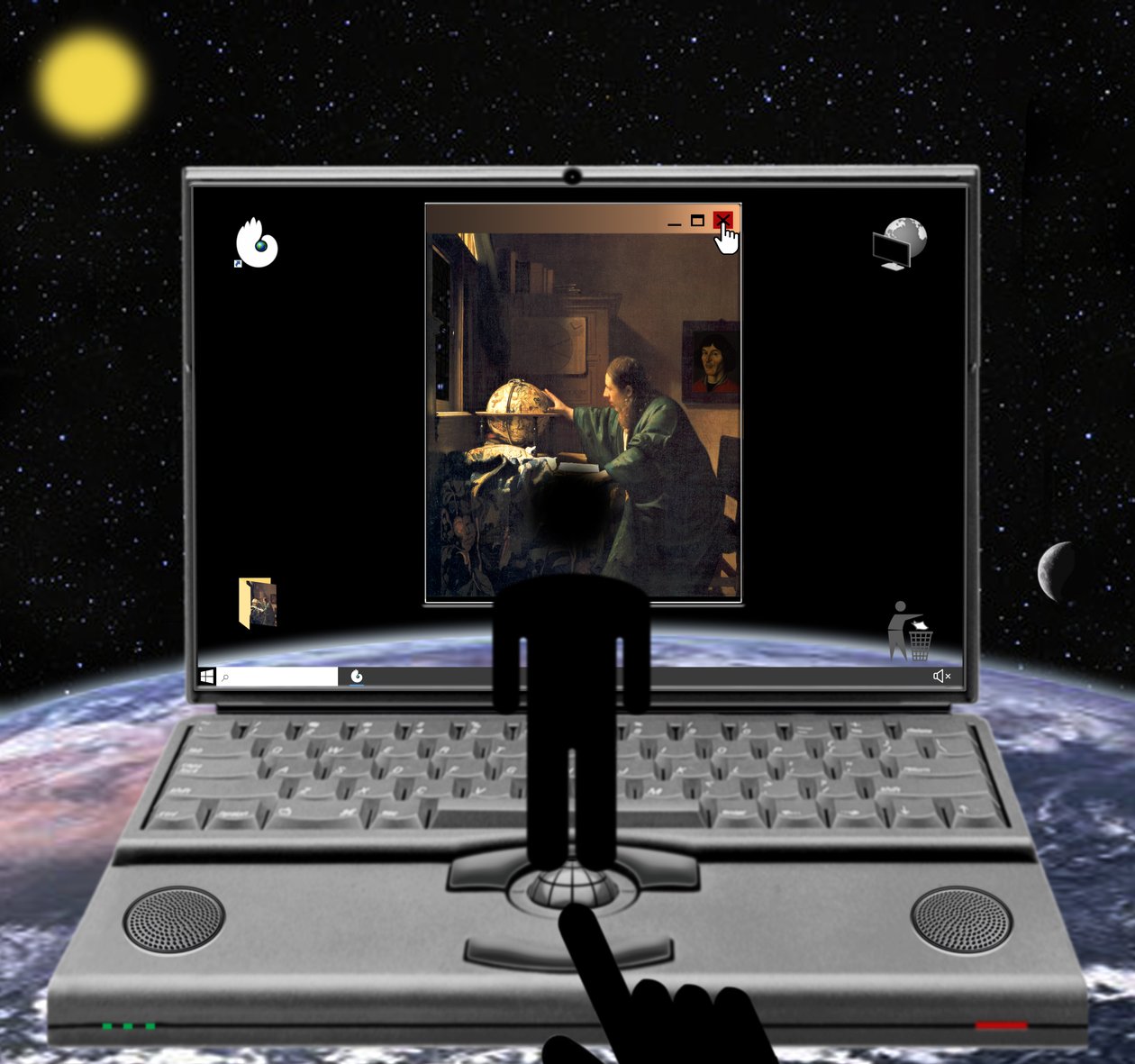 "Desde Copérnico, o homem tem saído do centro para o X" (da série: Windows) de Alexander Eibach