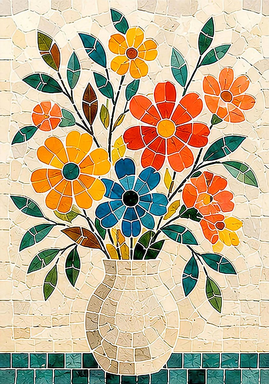 Harmonia floral em mosaico de Nomi Morina