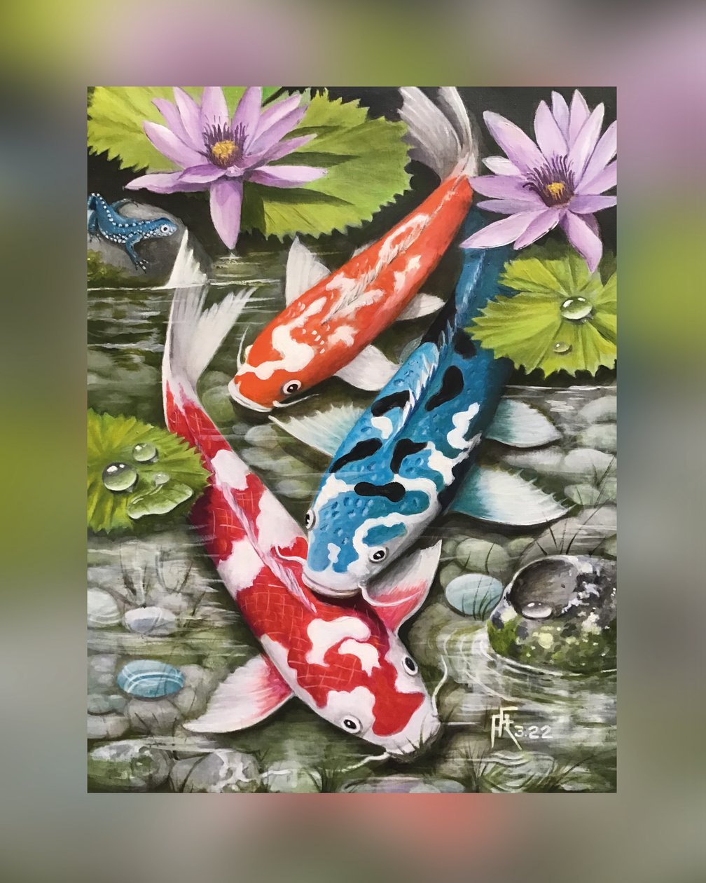 Joias do lago (carpas koi sob nenúfares) de Faller Rüdiger - Tician