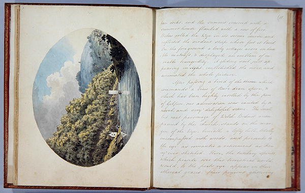 Bishops Wood, prato 3 e prato 11, do Journal of a Tour in the Wye, impresso em 1786 (caneta e tinta com wc) de A. Cooper