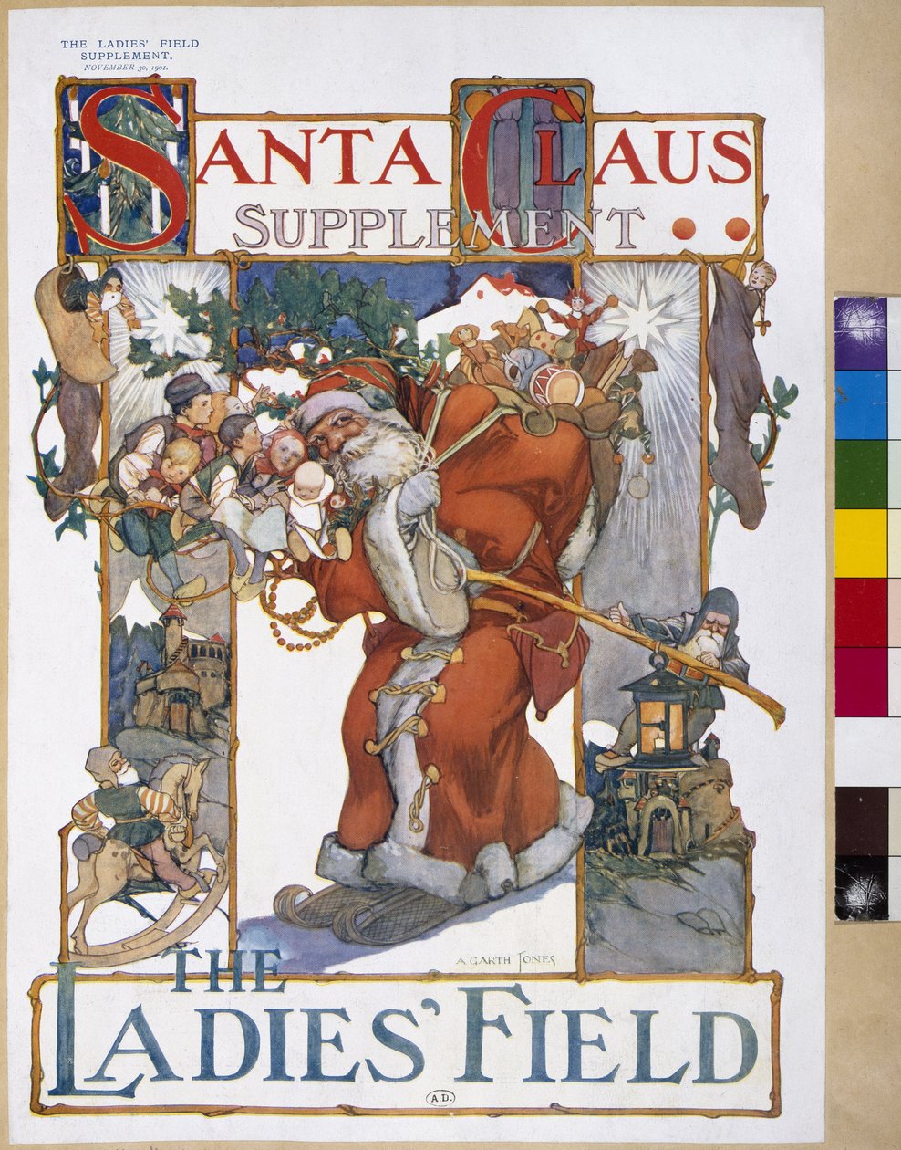 Pai Natal, capa da revista &39;The Ladies&39; Field &39;, suplemento de Papai Noel, 30 de novembro de 1901 de A. Garth Jones