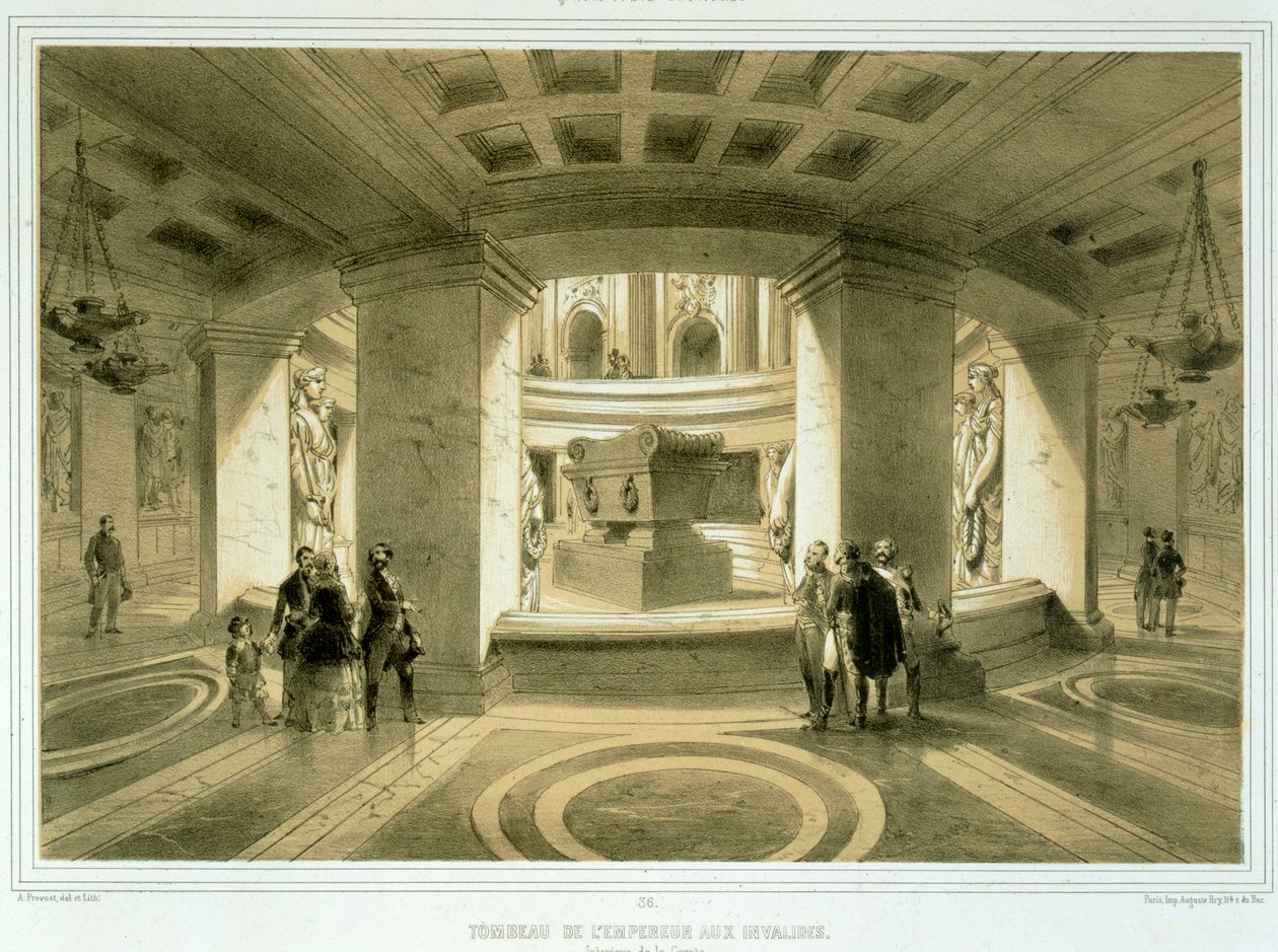 Túmulo de Napoleão (1769-1821) em Invalides, de Paris e seu entorno, publicado c.1850s-60s de Abbé Prévost