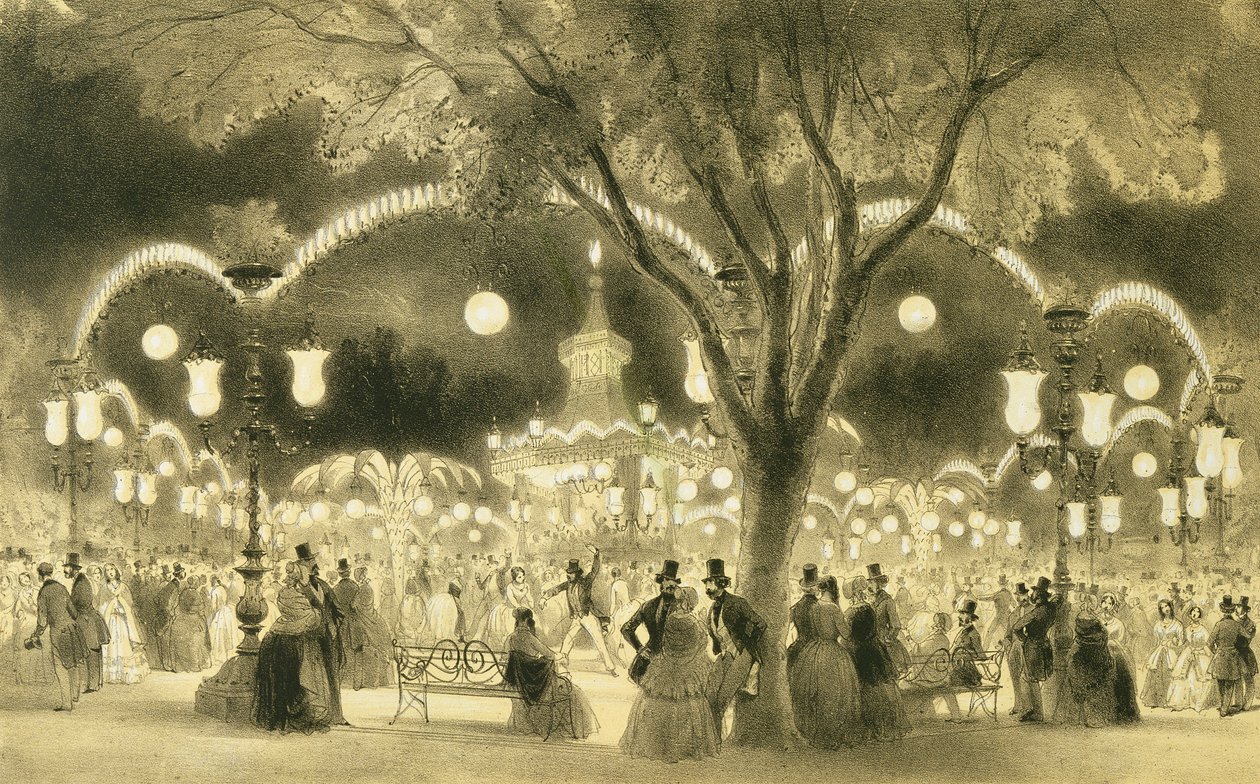 O Baile de Mabile, The Champs Elysees, publicado por Auguste Bry de A Provost